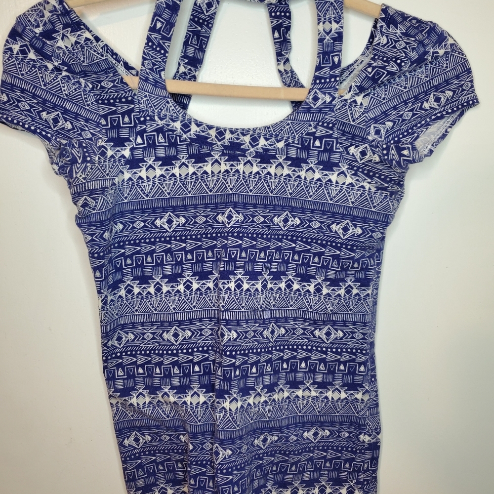 Blue design print top